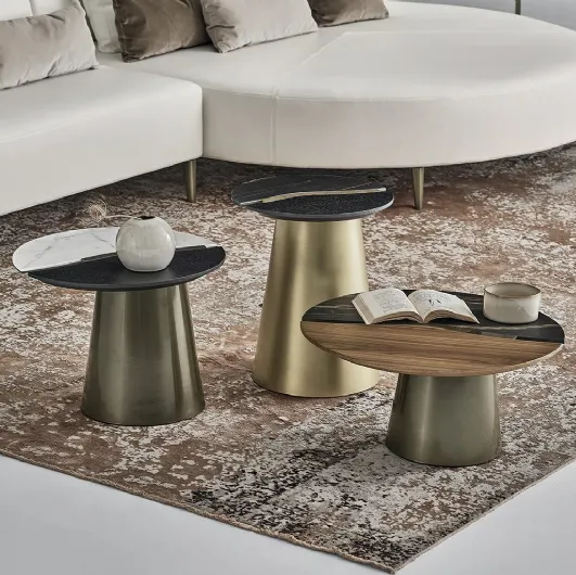 Yang wooden coffee table with SuperMarble by Bontempi