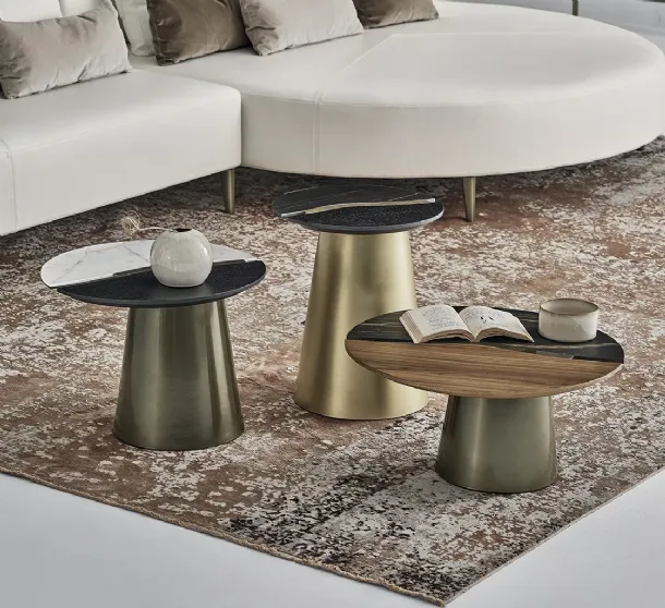 Yang wooden coffee table with SuperMarble by Bontempi