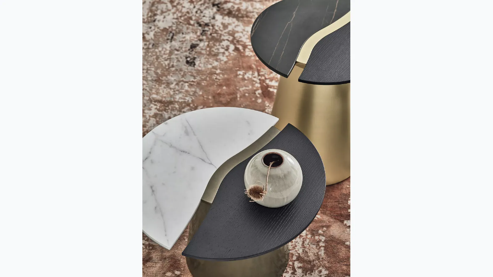 Yang wooden coffee table with SuperMarble by Bontempi