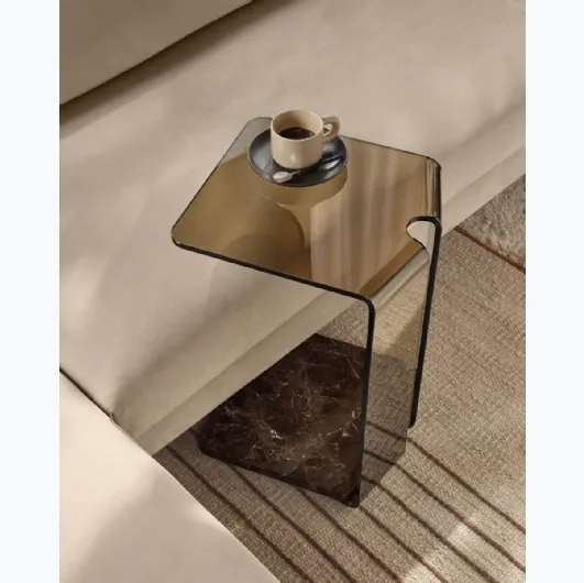 Glass coffee table with York marble base by Fiam.
