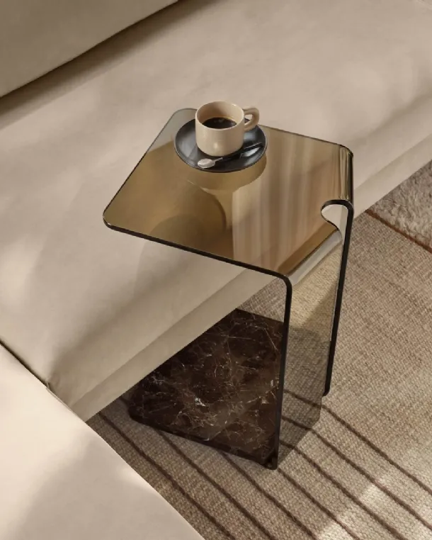 Glass coffee table with York marble base by Fiam.