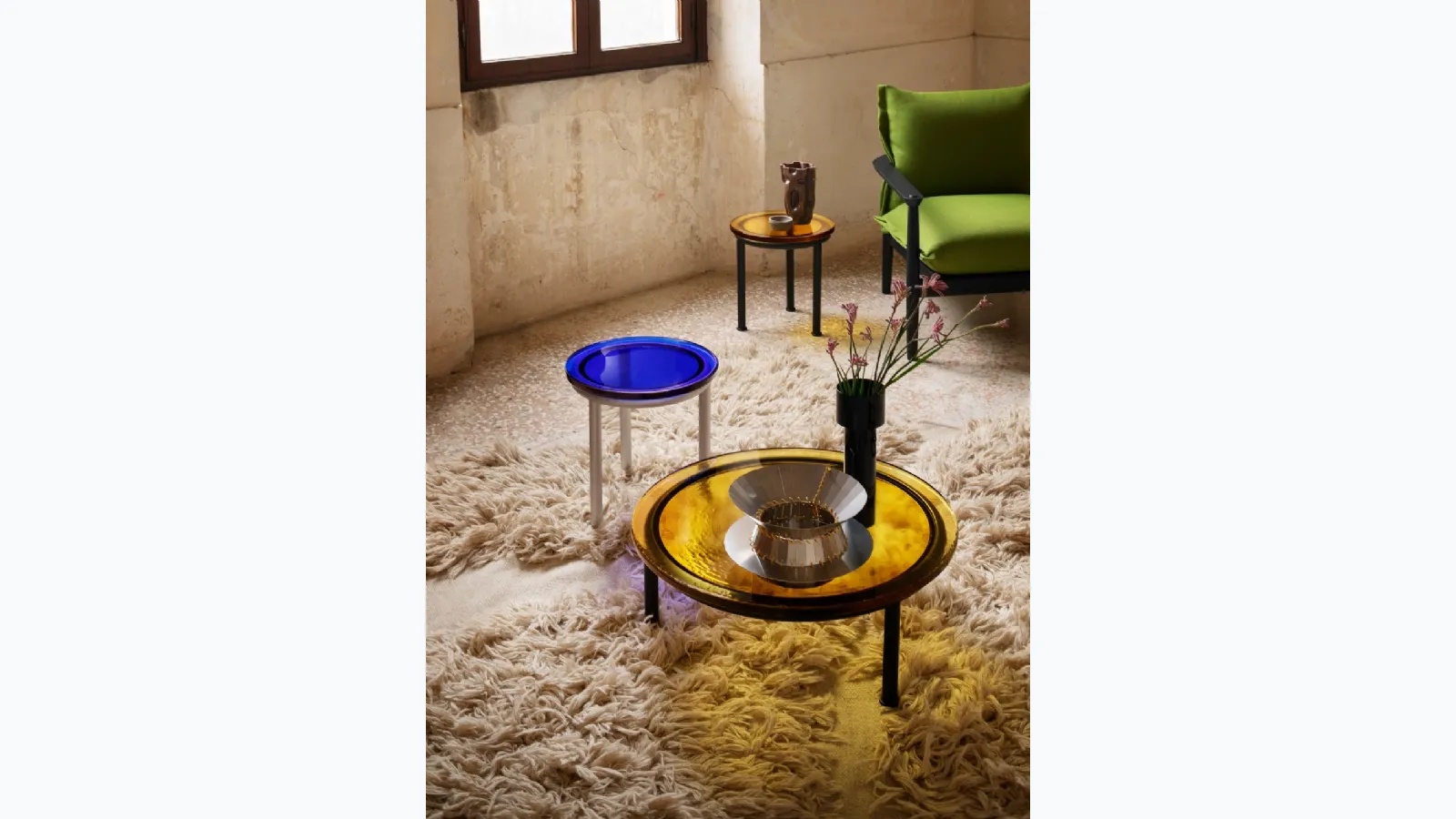 Round glass coffee table Zigo by Miniforms