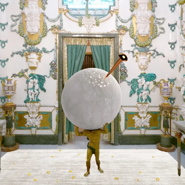Spherical ceramic floor lamp Atmosfera Lamp by Adriani and Rossi.