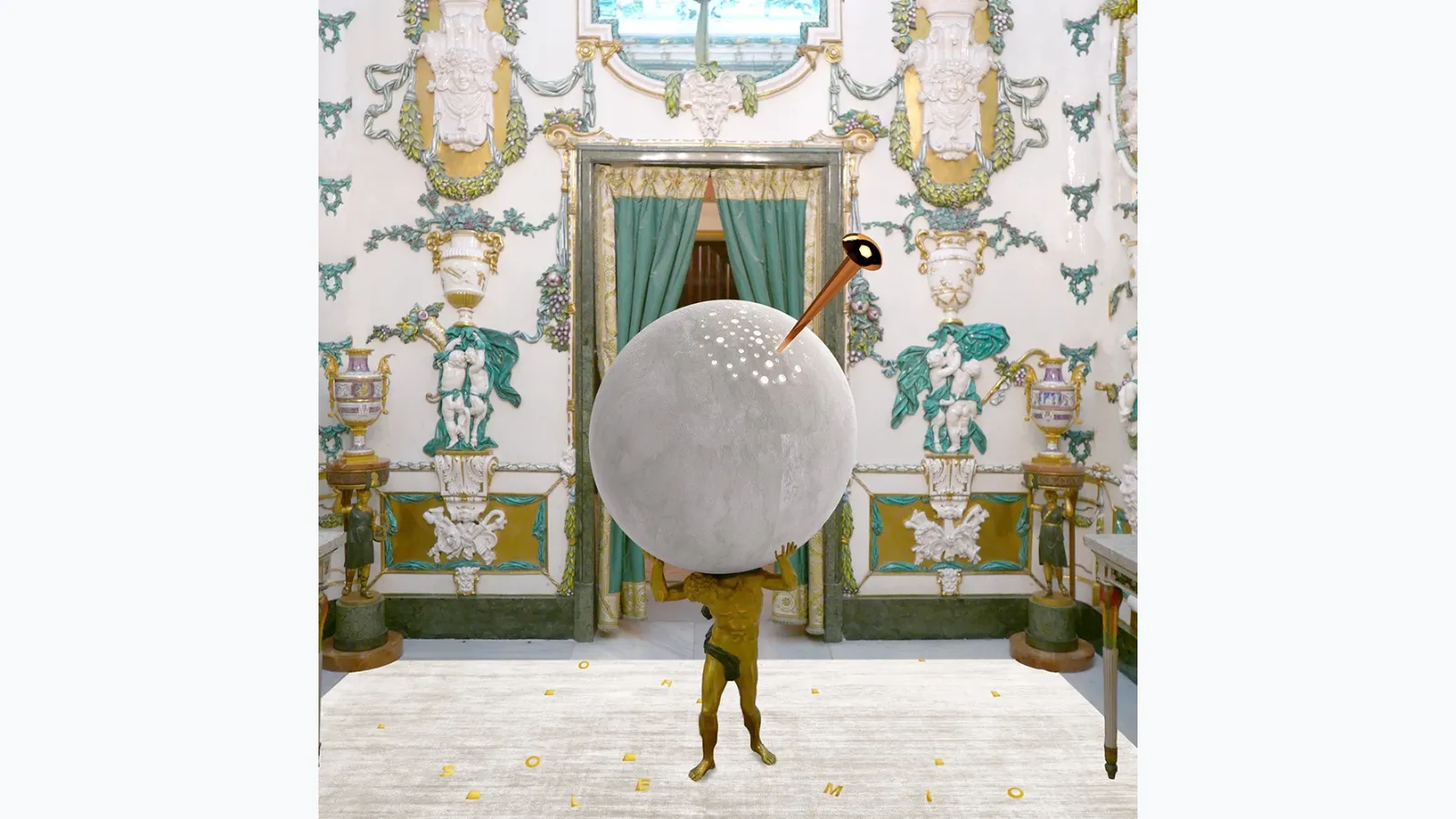 Spherical ceramic floor lamp Atmosfera Lamp by Adriani and Rossi.
