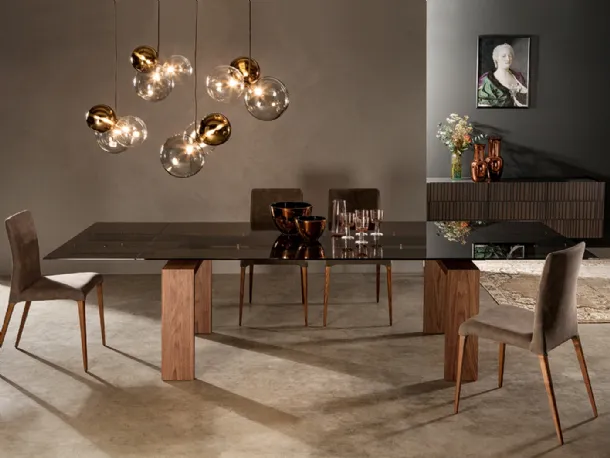 Hanging lamp composed of colored glass spheres Atom by Tonin Casa.