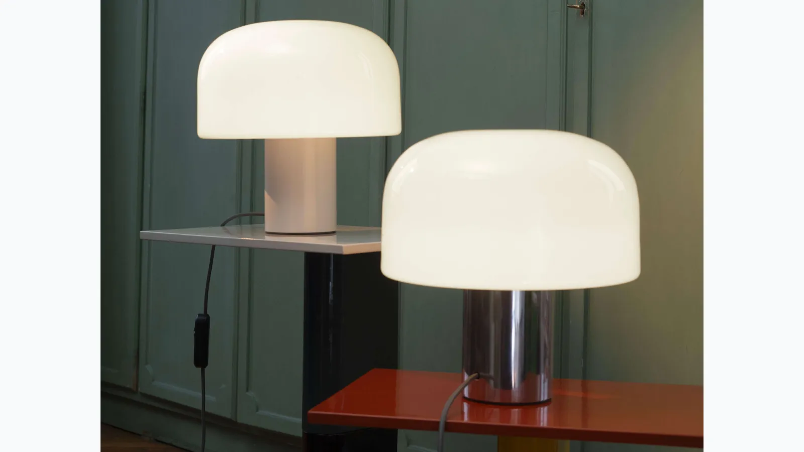 Table lamp Bellhop Glass T in glass and aluminum by Flos.