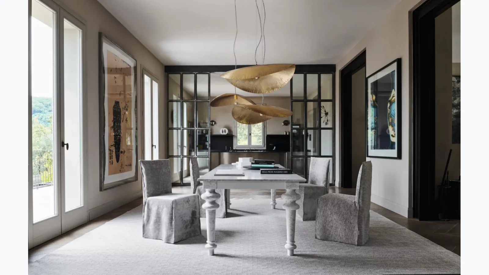 Brass suspension lamp by Gervasoni.