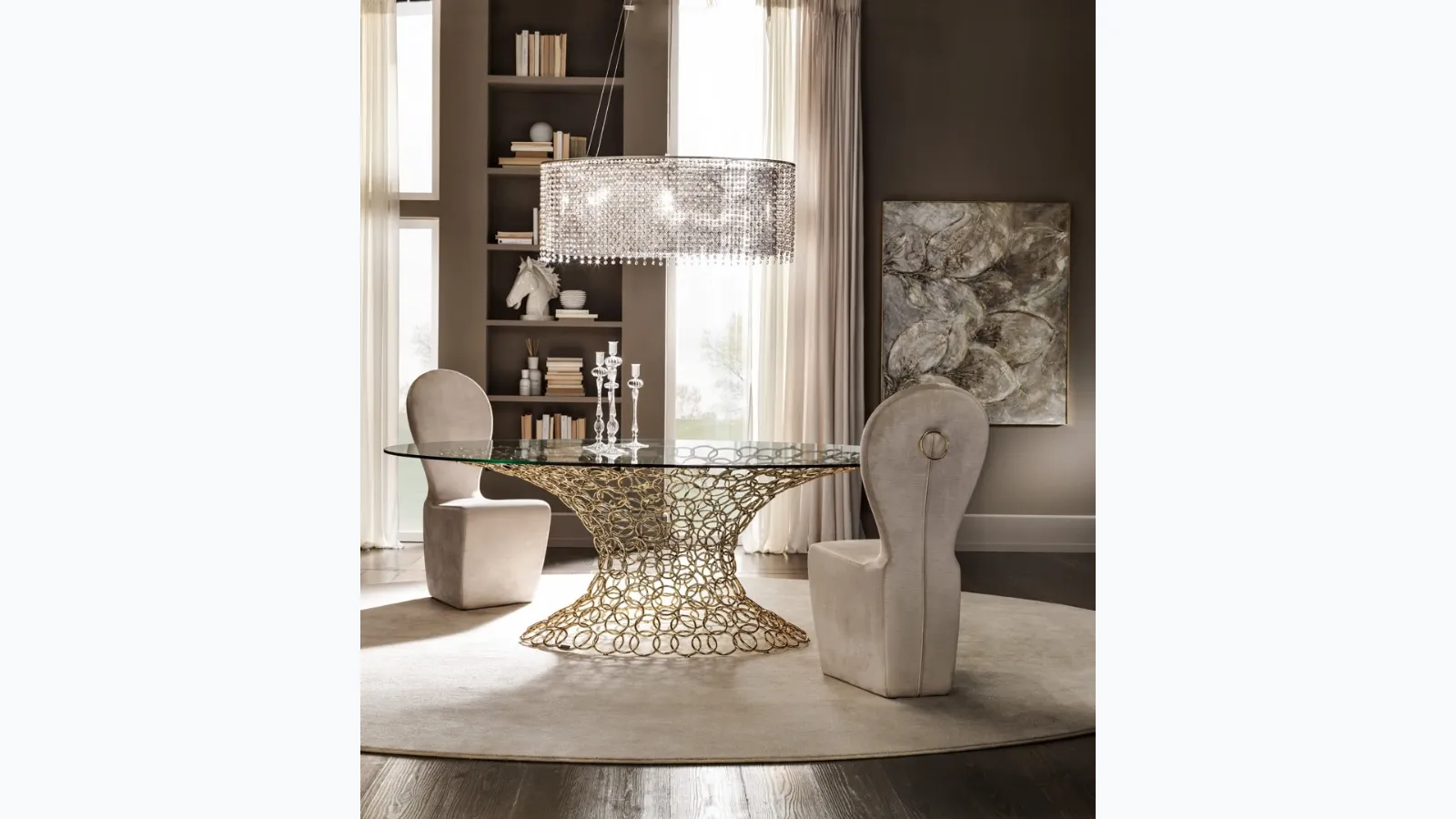 Suspension lamp made with diamond-shaped two-tone glass pendants Joy by Cantori