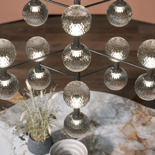 Hyperbole hanging lamp in metal and glass by Tonin Casa.
