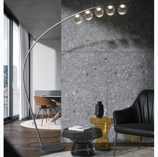 Hyparbole floor lamp in metal and glass by Tonin Casa.