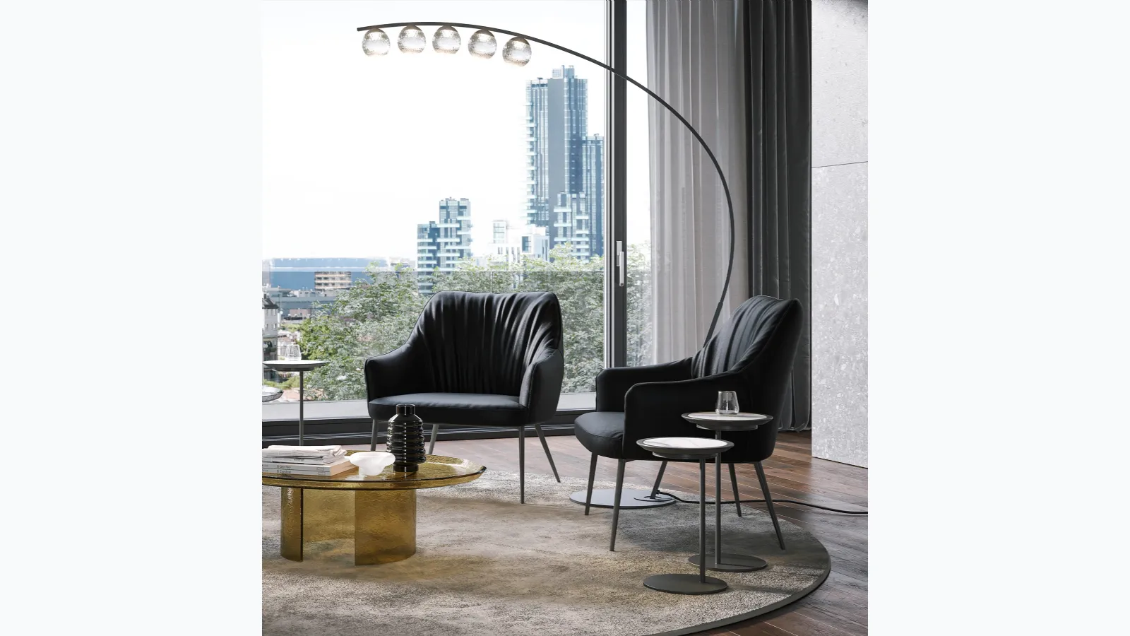 Hyperbolic floor lamp in metal and glass by Tonin Casa.
