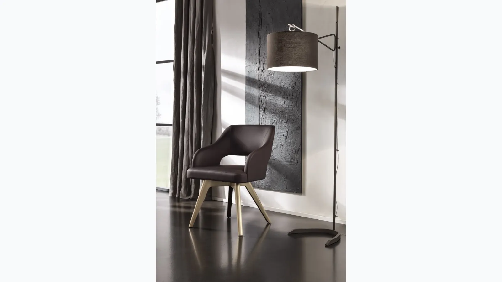 Lamp with iron structure and fabric lampshade Lia Floor Lamp by Cantori.