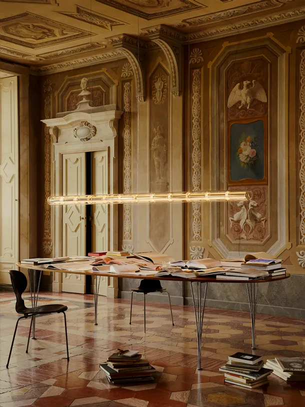 Suspension lamp Light Cylindrical in blown glass by Flos