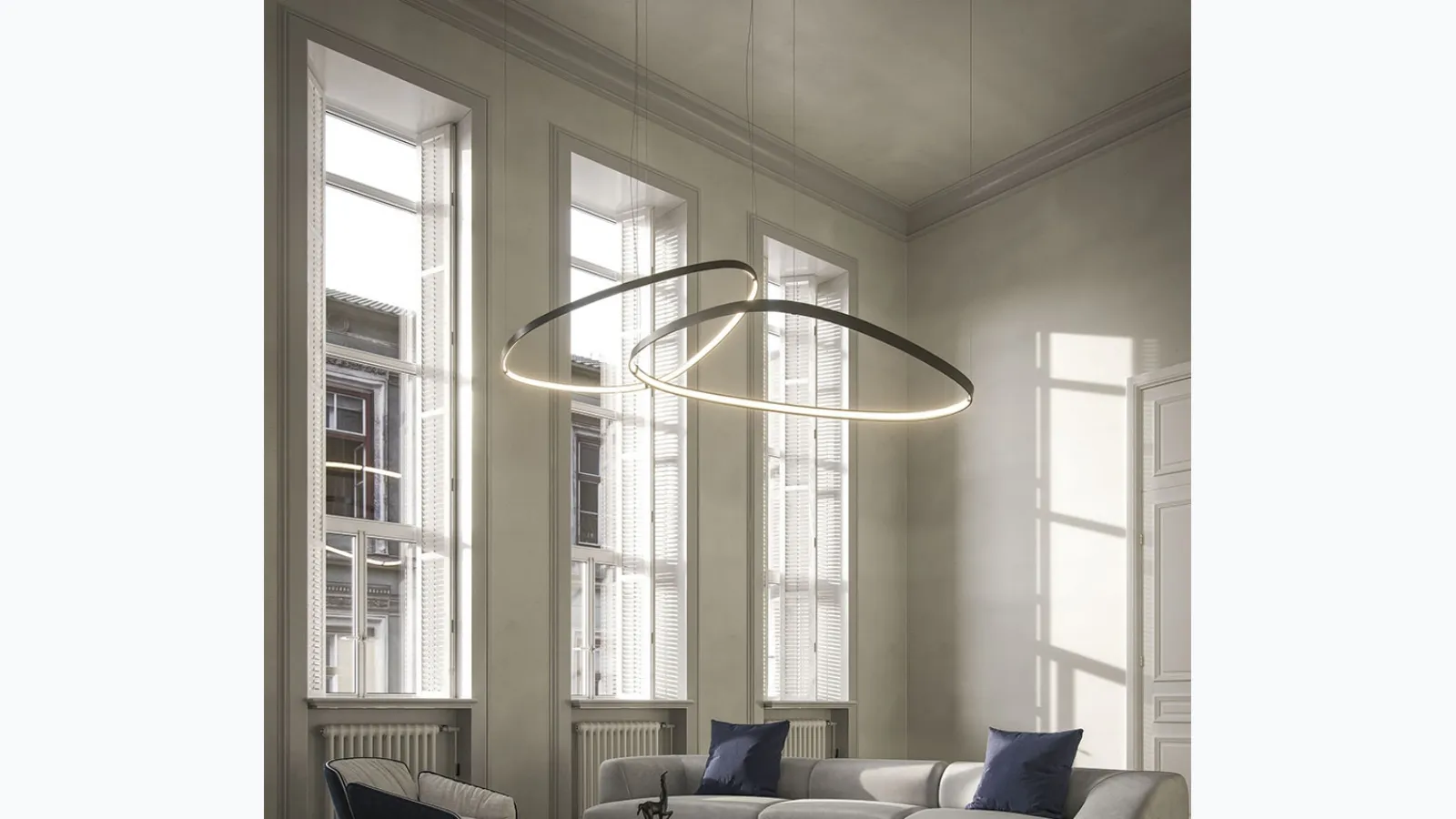 Magellano Magnum pendant lamp in titanium painted steel by Cattelan Italia.