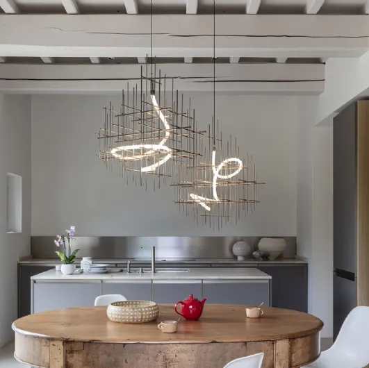Pendant lamp with metal structure Metrica by Mogg