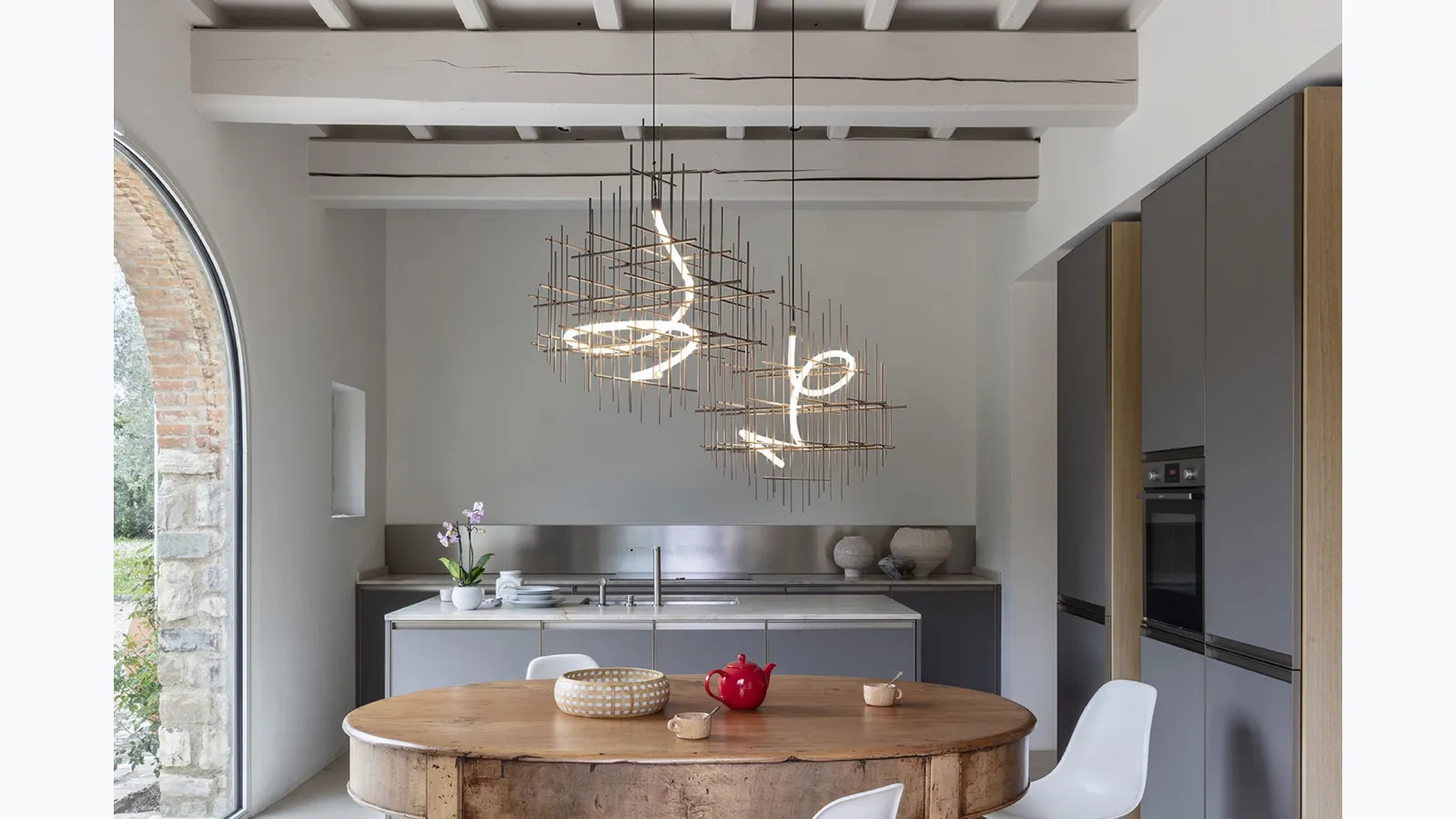 Pendant lamp with metal structure Metrica by Mogg
