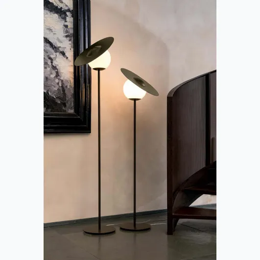 Miss floor lamp in metal with satin glass round diffuser by Tonin Casa
