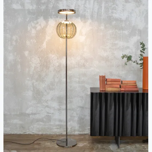 Pagoda floor lamp in metal and glass by Tonin Casa.