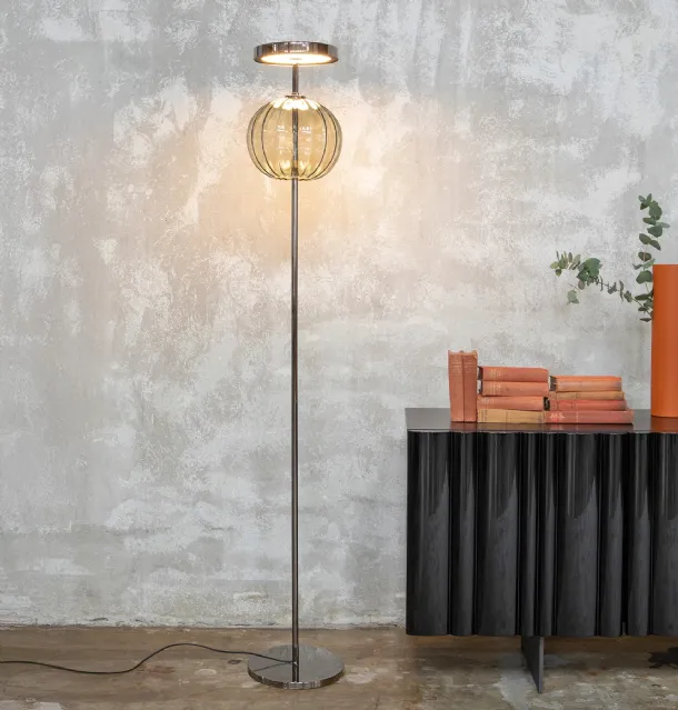 Pagoda floor lamp in metal and glass by Tonin Casa.