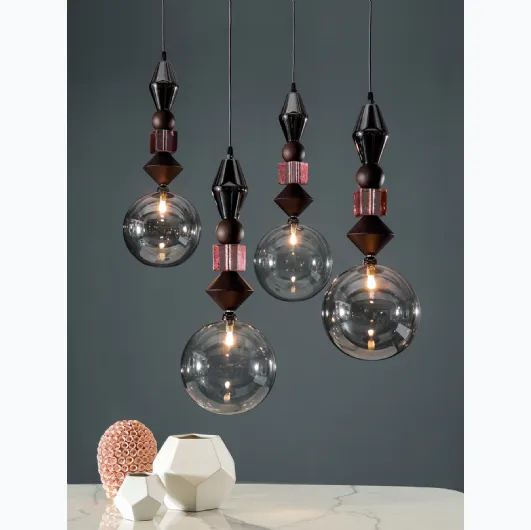 Pandora Light pendant lamp in wood and glass by Tonin Casa.
