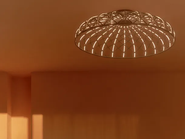 Ceiling lamp covered in Skynest C fabric by Flos.