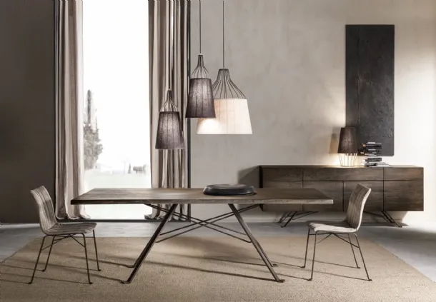 Sofia suspension lamp in metal and linen by Cantori.