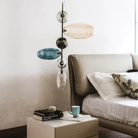 Black steel pendant lamp with Topaz borosilicate glass drops by Cattelan Italia.