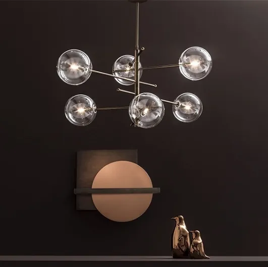 Yoko metal pendant lamp with glass spheres by Adriani and Rossi.