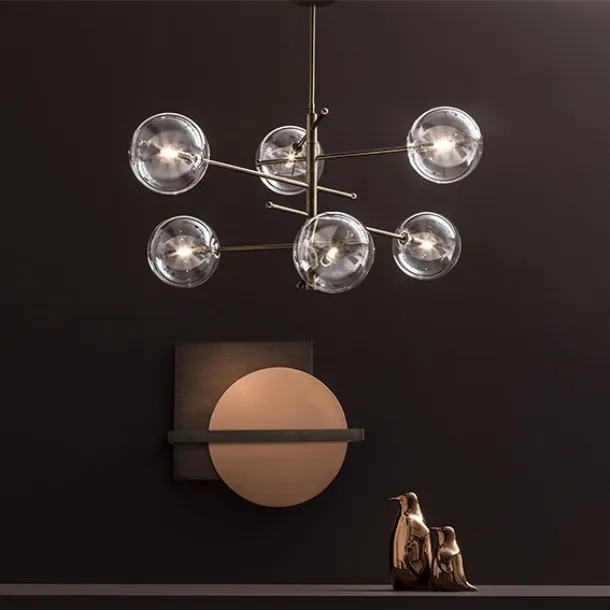 Yoko metal pendant lamp with glass spheres by Adriani and Rossi.