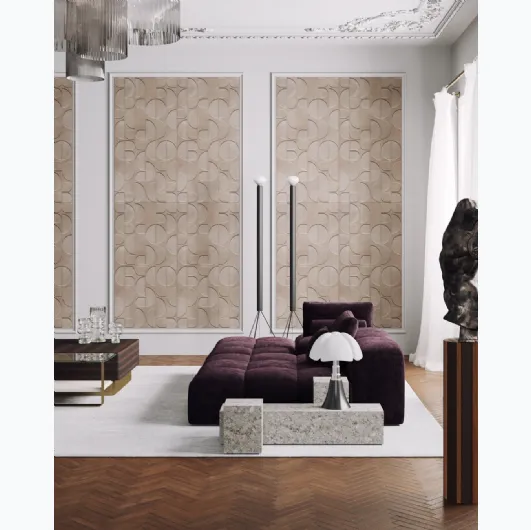 Adagio birch plywood wallpaper decorated with White Ink.