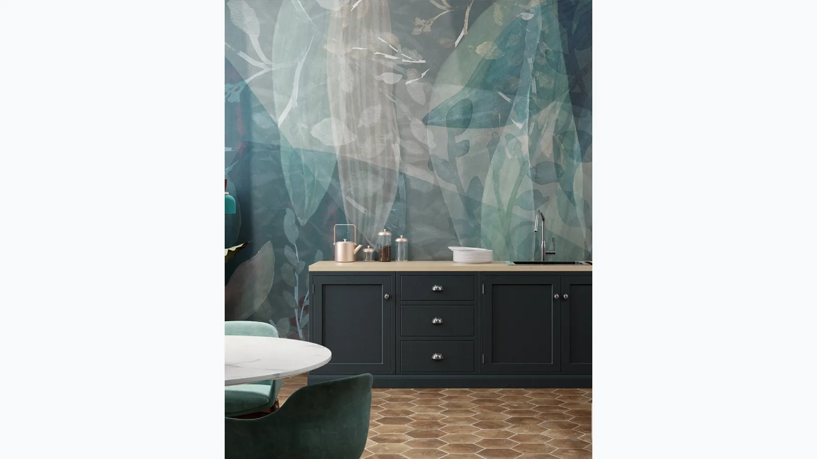 Aglaia wallpaper with floral illustration by White Ink