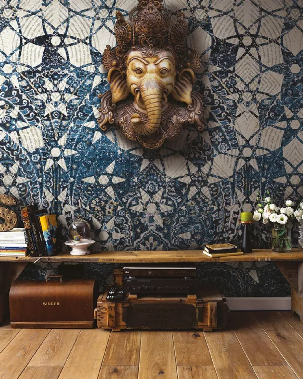 Agra floral geometric wallpaper by Inkiostro Bianco