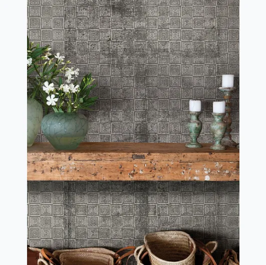 Monochromatic wallpaper Avenue Basket in White Ink.
