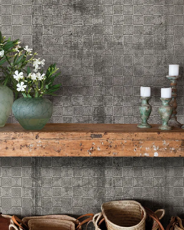 Monochromatic wallpaper Avenue Basket in White Ink.