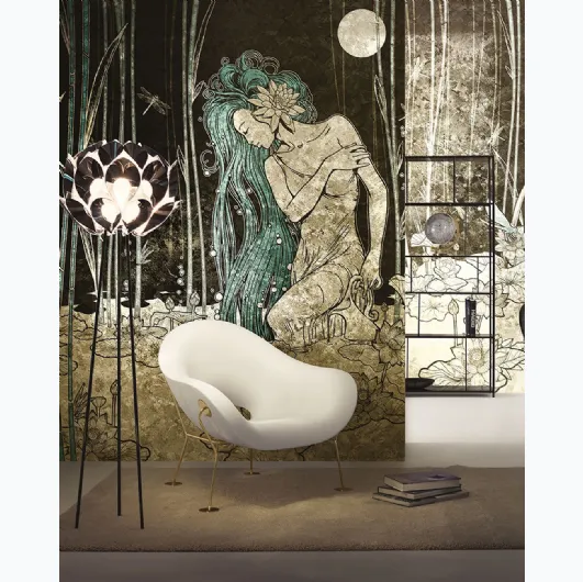 Goldenwall wallpaper with artistic illustration Blue Moon by Inkiostro Bianco