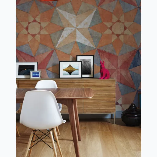 Ethnic wallpaper Caleido Rosa by Inkiostro Bianco