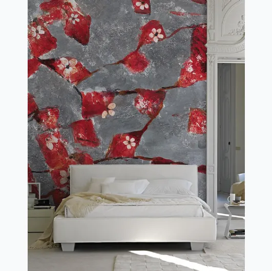 Wallpaper with artistic floral illustration Cardinal by Inkiostro Bianco.
