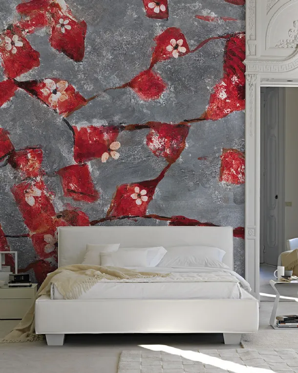 Wallpaper with artistic floral illustration Cardinal by Inkiostro Bianco.
