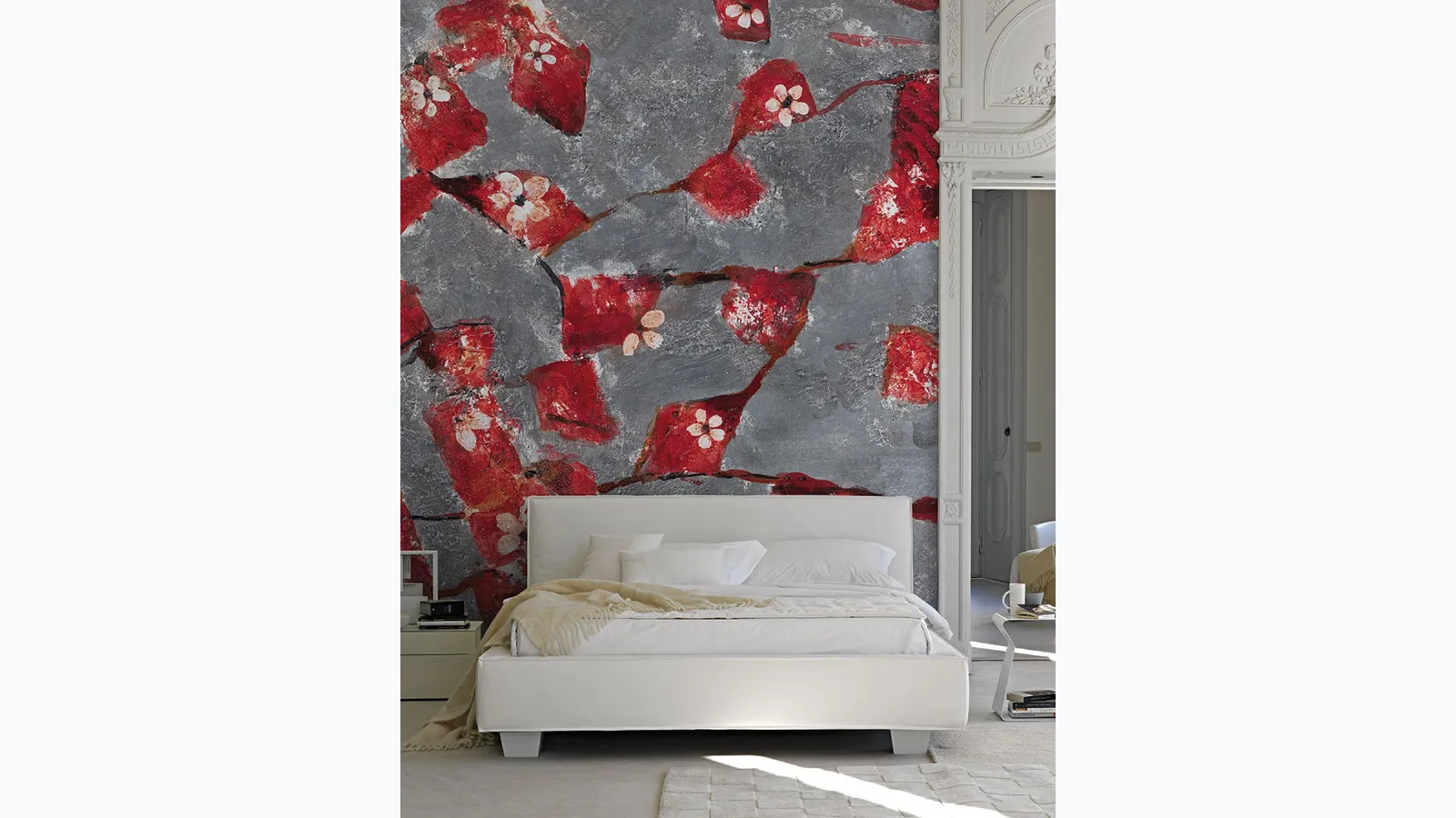 Wallpaper with artistic floral illustration Cardinal by Inkiostro Bianco.