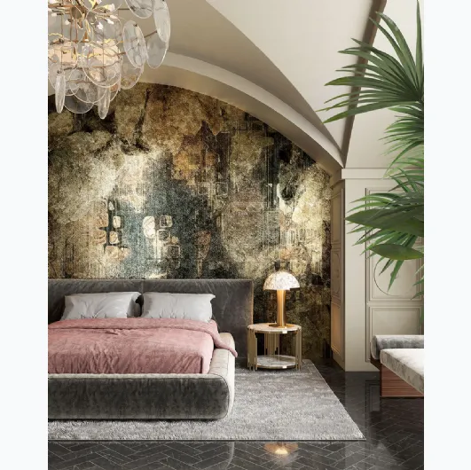 Goldenwall wallpaper with artistic Dialium decoration by Inkiostro Bianco.