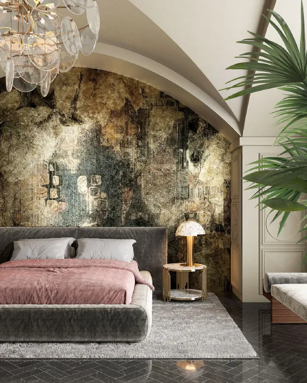 Goldenwall wallpaper with artistic Dialium decoration by Inkiostro Bianco.