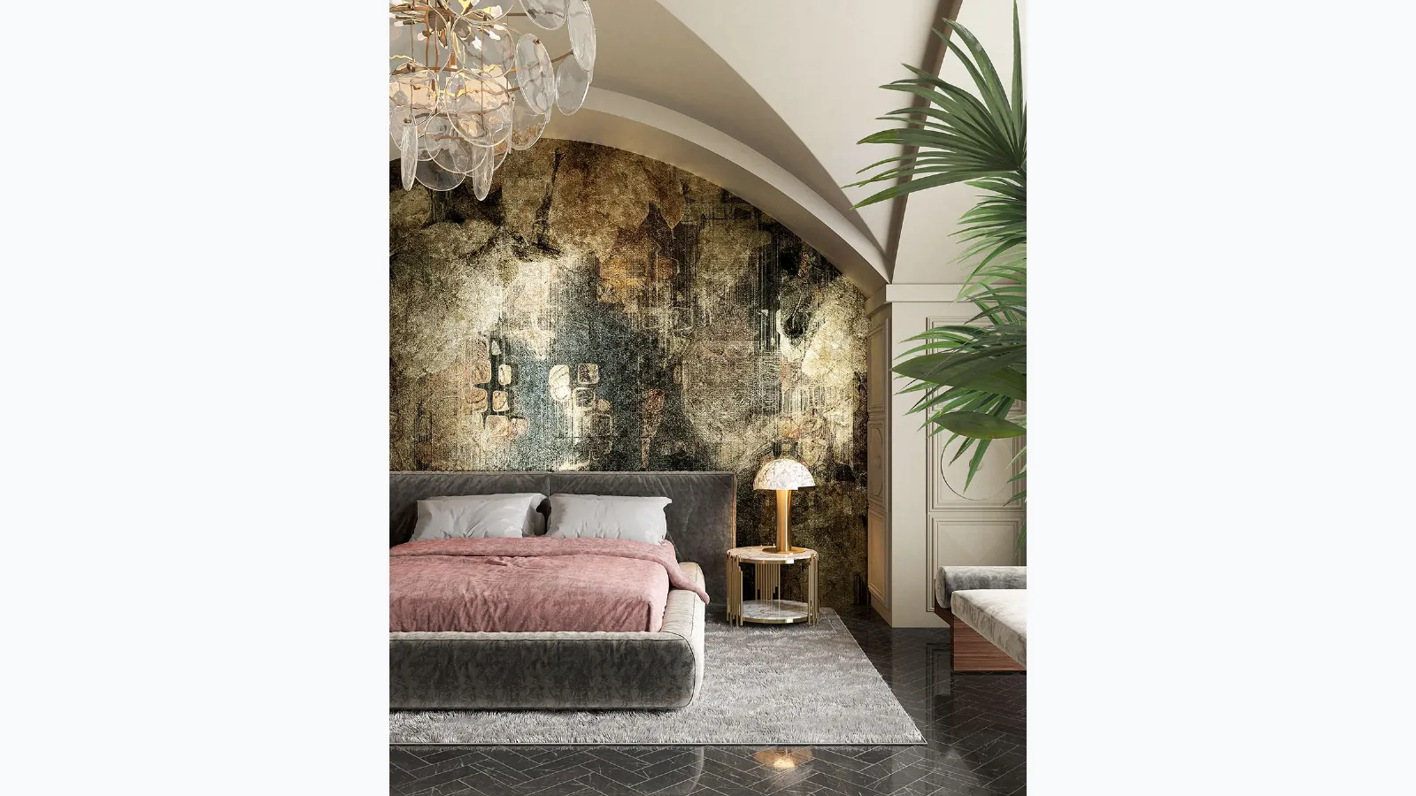 Goldenwall wallpaper with artistic Dialium decoration by Inkiostro Bianco.