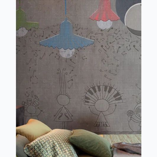 Fabric wallpaper for children Egg of Columbus by Inkiostro Bianco.
