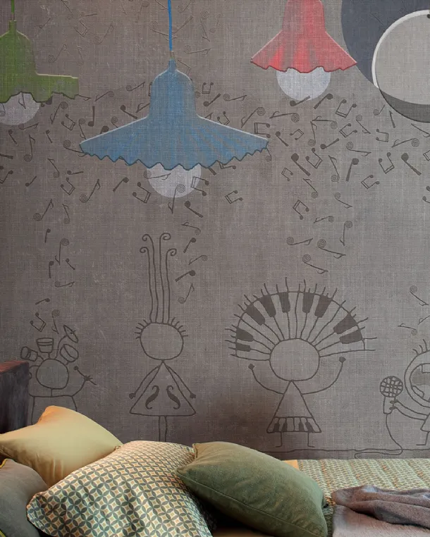 Fabric wallpaper for children Egg of Columbus by Inkiostro Bianco.