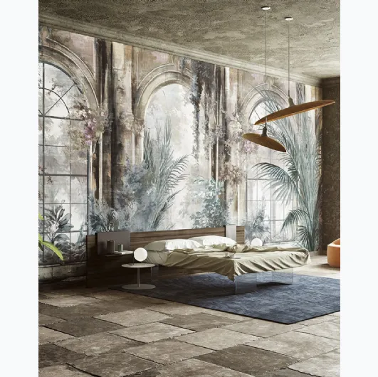 Vintage wallpaper with illustration Evan by Inkiostro Bianco.