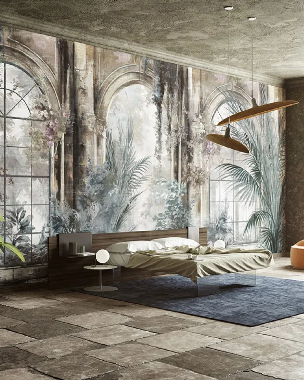 Vintage wallpaper with illustration Evan by Inkiostro Bianco.
