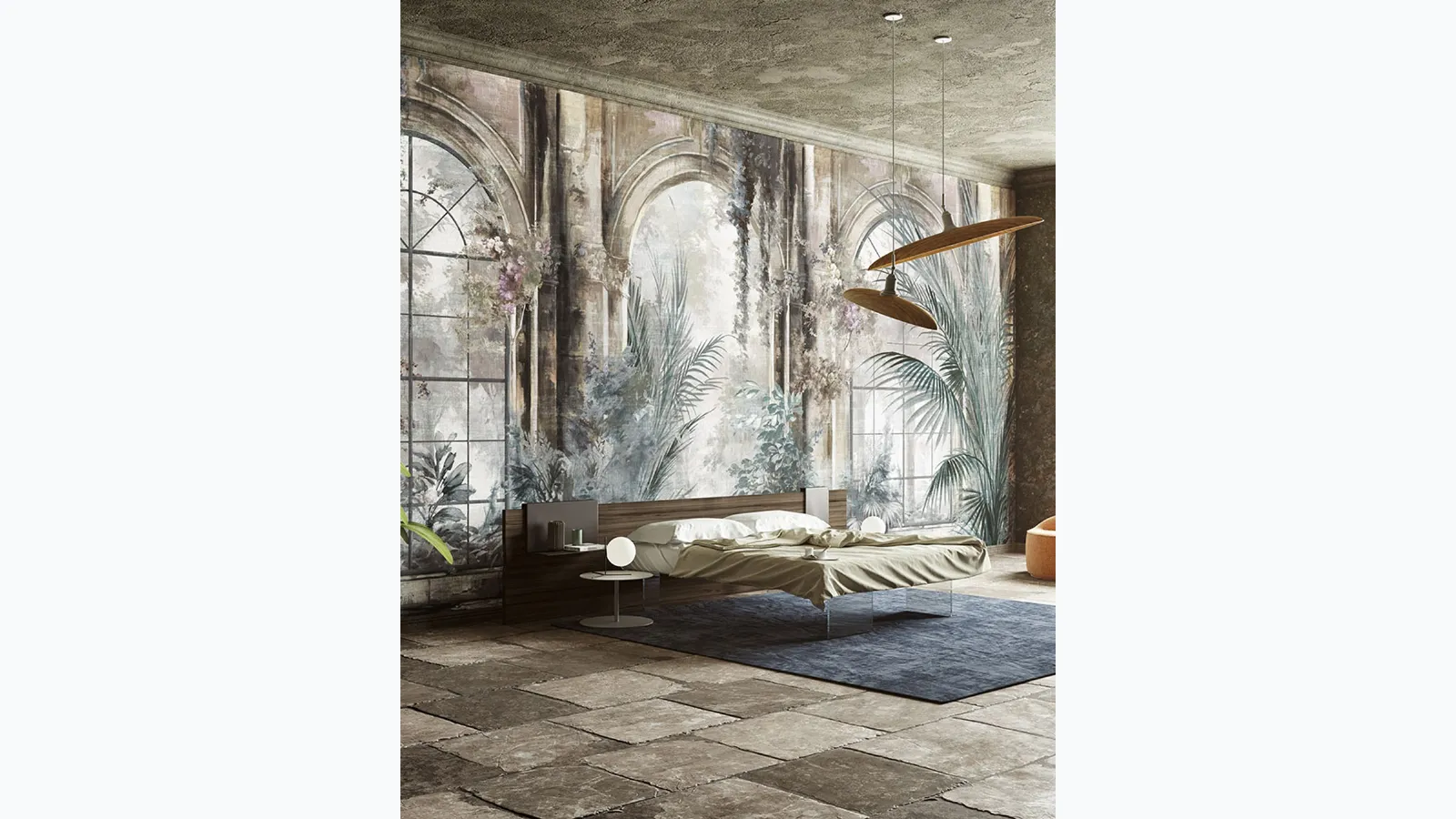 Vintage wallpaper with illustration Evan by Inkiostro Bianco.