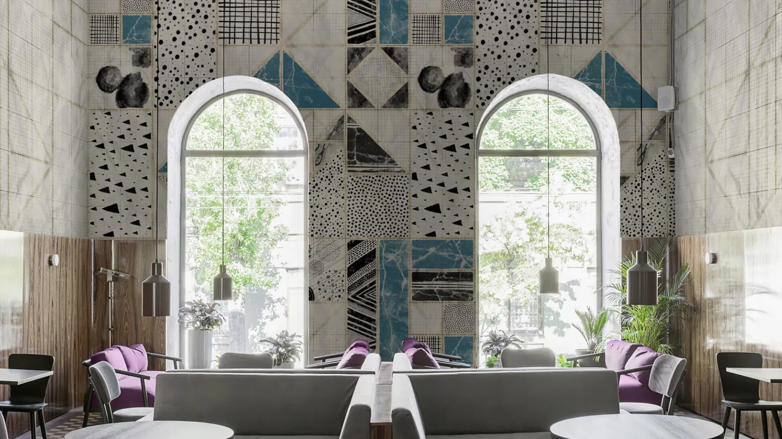 Geometric wallpaper Fasek by Inkiostro Bianco.