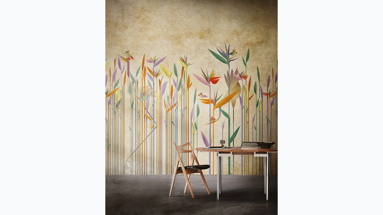 Children's wallpaper with floral inspiration Habitat by Inkiostro Bianco.