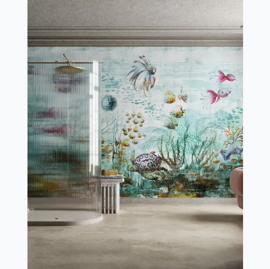 Wallpaper with marine background Haoma by Inkiostro Bianco